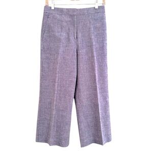 EUC ANN TAYLOR Cotton-Linen Textured Wide Leg Trousers In Blue-Gray Size 2P